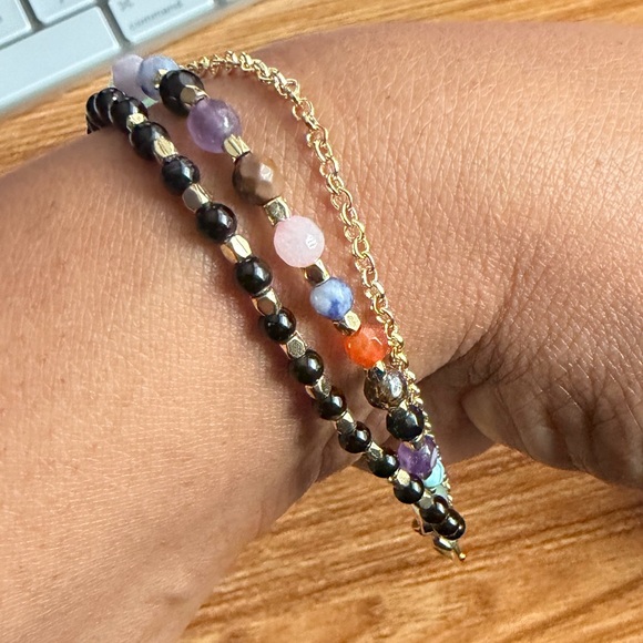 Multicolor Beaded Gold Bracelet - Picture 2 of 4